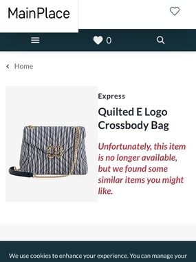 Express Quilted E Logo Crossbody Bag - Navy & White Stripes with Gold Hardware